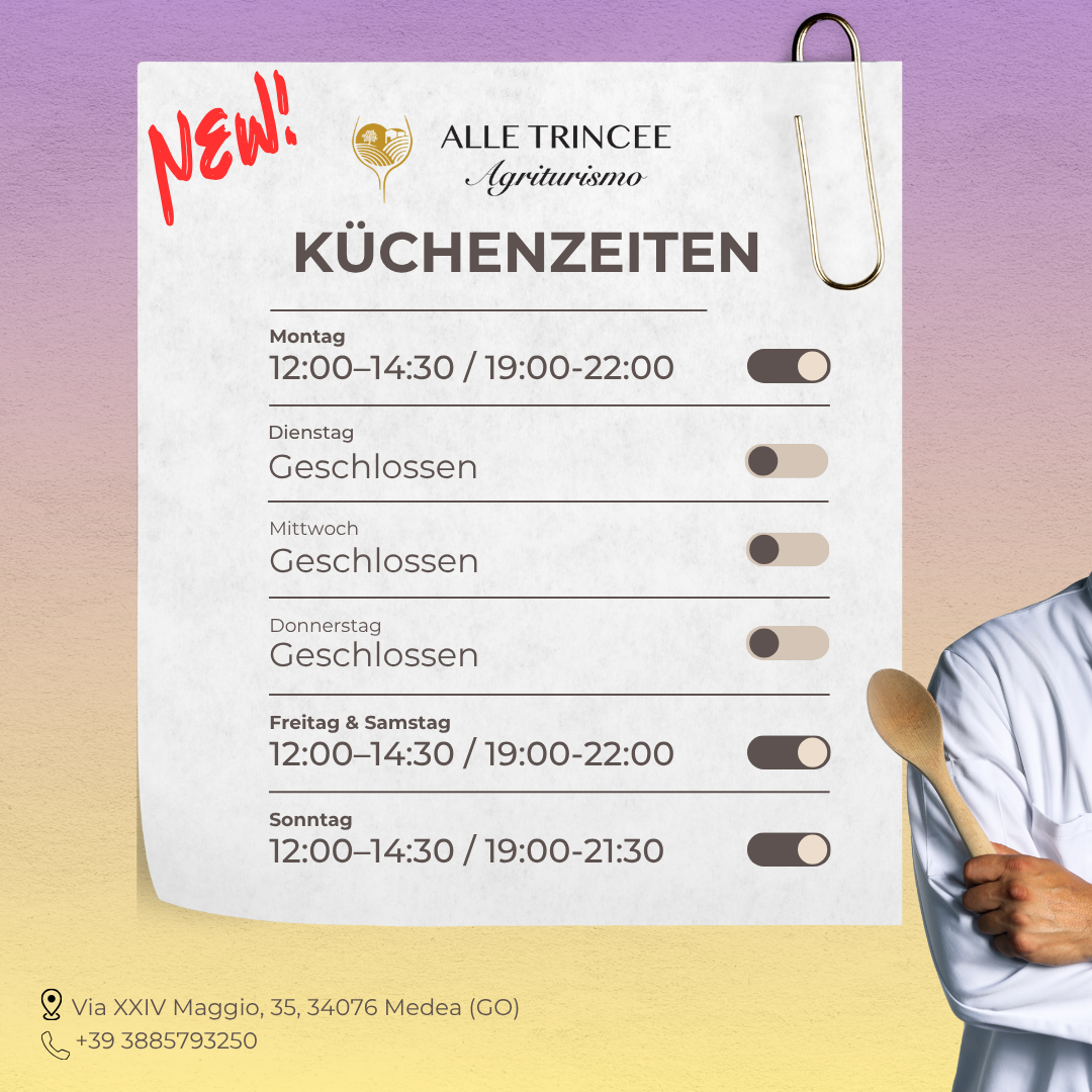 Küchenzeiten Agriturismo Alle Trincee Agriturismo Friaul, Restaurant Gorizia, lokales Essen Medea